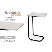 Mesa sofá servetto blanca con estructura de metal cm 40 x 30 x 60 h
