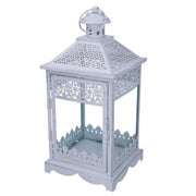 Farol metálico 1-3 blanco mate plata cuadrado cm24x24h52,5