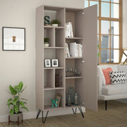 Librería gris paloma con puerta Jedda 80,6x29,6xh.191 cm