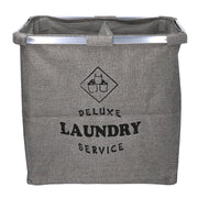 Cesta doble plegable de tela gris 54x34,5h50,5 cm