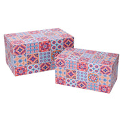 Caja rectangular polipiel estampada multicolor 1-2 cm30x18h15