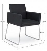 Silla con reposabrazos en símil piel Negro SIXTY 60x54x h80.5 cm