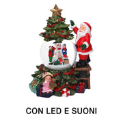 Bola de cristal led resina Papá Noel con música cm16x15h25