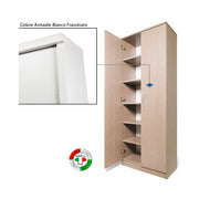Mueble zapatero blanco con dos puertas multiusos 6 baldas cm182x71x38