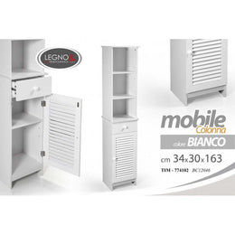 Columna blanca Baño de estilo veneciano con puerta 34 x 30 x 163 cm