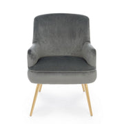 Sillón Clelia gris efecto terciopelo dorado