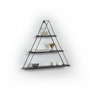 Librería de pared triangular tablón de anuncios piramidal negro 74 x 13 x 61 h cm