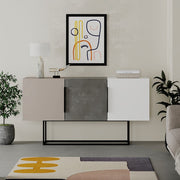 (2c) Aparador Tontini 3 puertas color gris tórtola blanco cemento 150 cm (TONTINITORT)