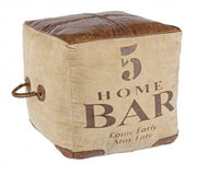 Puf cubo en piel estilo industrial cm 45x45x45h