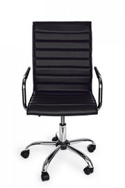 Sillón de oficina PERTH negro, brazos regulables en altura y ruedas en símil piel