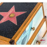 Cajonera con 2 cajones decorados multicolor en madera de mango 40x53xh.40 cm