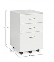 Cajonera de oficina en MDF tres cajones Fresno Blanco NADIR 40x44x h65 cm