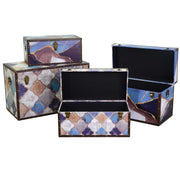 Baúl rectangular ecopiel azul marroquí 1-4 cm80x40h50