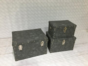 Baúl vintage en ecopiel gris 1-3 cm 50 x 80 xh 30,5