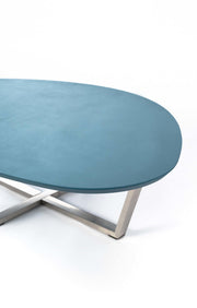 Mesa de centro en mdf petroleo y base gris cromada 140x80x32h cm