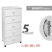 Cámara Cámara Cámara con 5 cajones blancos 50 x 40 x 101 H CM CM