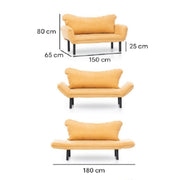 Sofá burdeos de 2 plazas con reposabrazos reclinables Chatto cm 150x65xh.80