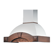 Campana de cocina rústica GAIA MAX blanca con estructura de madera taracea color tabaco 90 cm