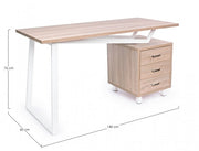 Escritorio de madera blanca con cajonera Armande cm 140 x60 x 76 h