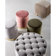 Puf de terciopelo rosa antiguo LUCILLA diámetro 35x h40 cm