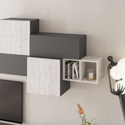 Mueble de pared Tromen 260 cm Antracita y Blanco Vintage