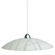 Suspensión en placa de vidrio blanco con marco cromado diam.50xh.18 cm