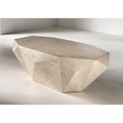 Mesa de centro moderna de piedra fósil beige 120 x 70 x h 40 cm