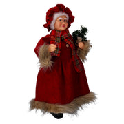 Tela de señora Papá Noel con bufanda marrón rojiza cm33,5x17h60