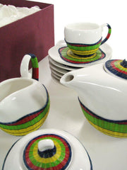 Tazas de té con tetera y lechera multicolor 9 piezas