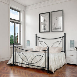 Cama de hierro tres cuartos con pie de cama TULIP Negro 126x208x h117 cm