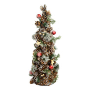 Árbol cubierto de nieve con frutos rojos y piñas ø19h50 cm