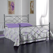 Cama doble de hierro con reposapiés SOSPIRO Negro 166x208x h128 cm