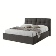 Cama doble en ecopiel gris oscuro con contenedor MELIA 220x182x h109 cm
