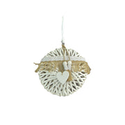 Adorno mimbre blanco con puntilla cmø26x7/5