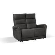 Sofá 2 plazas con 2 recliners eléctricos efecto nobuk gris 135 x 98 x 109 cm