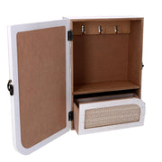 Llavero puerta madera blanca rectangular con 3 ganchos cm20x9,5x29