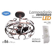 Candelier moderno con ventilador LED y control remoto 86 cm