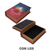 Caja de libros de piel sintética con led rectangular cm29x20h8