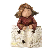 Ángel de resina con libro dorado cm17x15,5h22,5