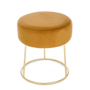 CLARISSA Puf de terciopelo ocre amarillo diámetro 35x h40 cm