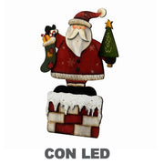 Papa noel madera con 7 led cm28x3h43