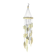 Campana de metal blanco con flores y hojas cm12x12h61