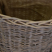 Cesta para leña de mimbre ovalada con 1-2 asas forrada de yute natural cm57x46h46