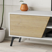 Mueble para TV Fiona Blanco con Puerta de Roble y Estante H 48 x P 35,60 x L 180 cm