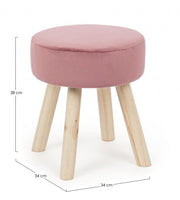 Taburete Adeline de madera efecto terciopelo rosa 38h cm