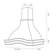 Campana de cocina rústica EGIZIA blanca con estructura de madera taracea color tabaco 90 cm