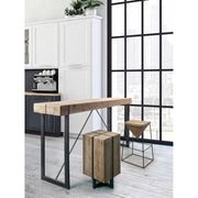 Mesa de bar de acero con tapa de abeto iegno GARRETT 200x50x h110 cm