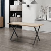 Mesa rectangular Bryan roble patas cruzadas negro 139x80x76