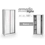 Armario con puertas correderas blancas con doble compartimento 84 x 56 x 187 H CM