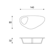 Mesa de centro en mdf gris oscuro y base de metal 140x80x32h cm
